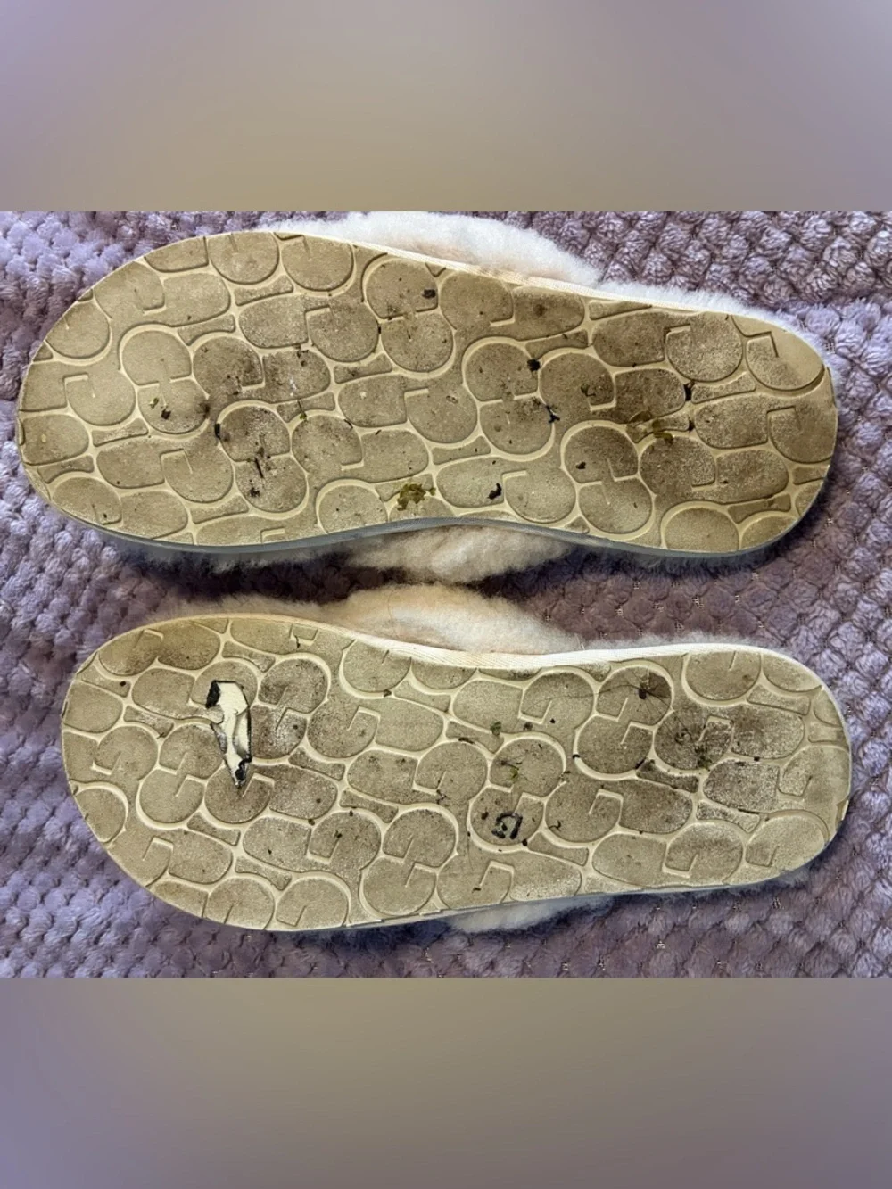 Cozy UGG Ivory Fluff Flip Flop Sandals women size 8 - Picture 10 of 10